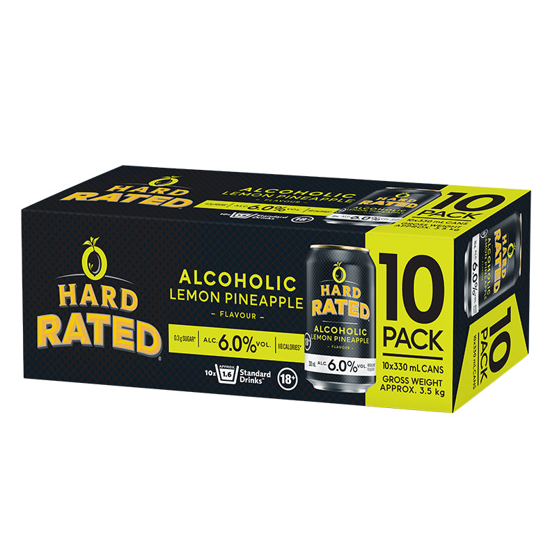 Hard Rated Alcoholic Lemon Pineapple 6% cans 10pk