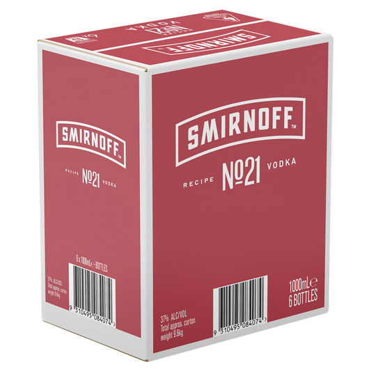 6x Smirnoff 1L Vodka