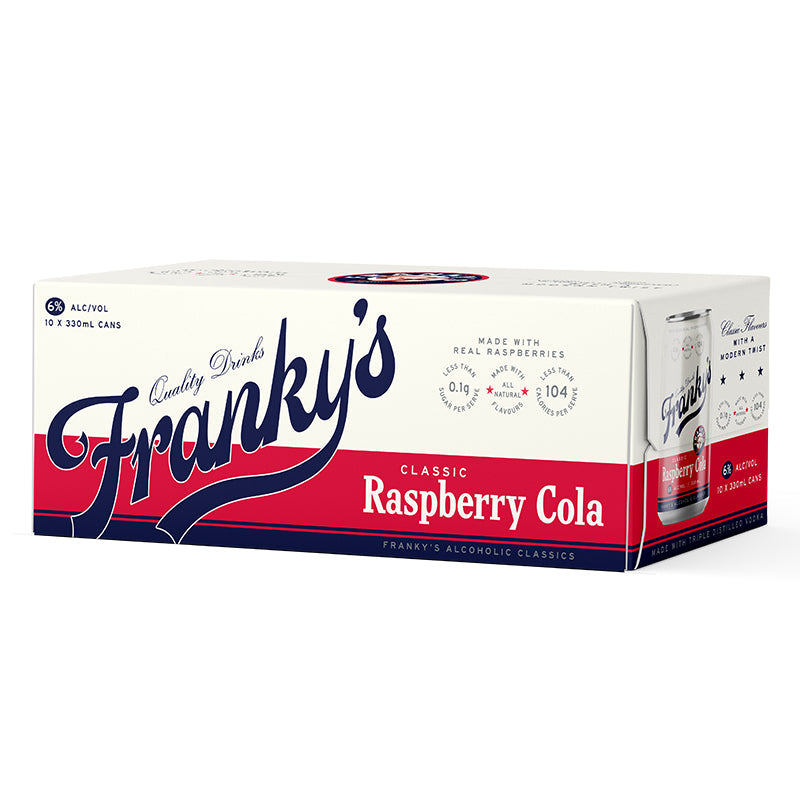 Frankys Raspberry Cola 6% 10pk 330ml cans