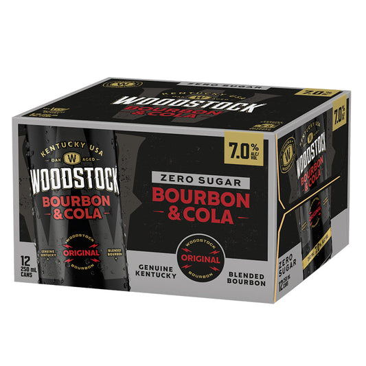 Woodstock Bourbon and Cola Zero 7% 12pk 250ml Cans
